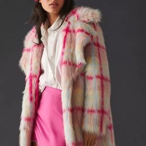NVLT Plaid Anthropologie Fur Coat